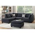 Black/Brown Sectional - Red Barrel Studio® 64" Wide Reversible Chaise & Sofa w/ Ottoman Polyester | 34 H x 64 W x 80 D in | Wayfair