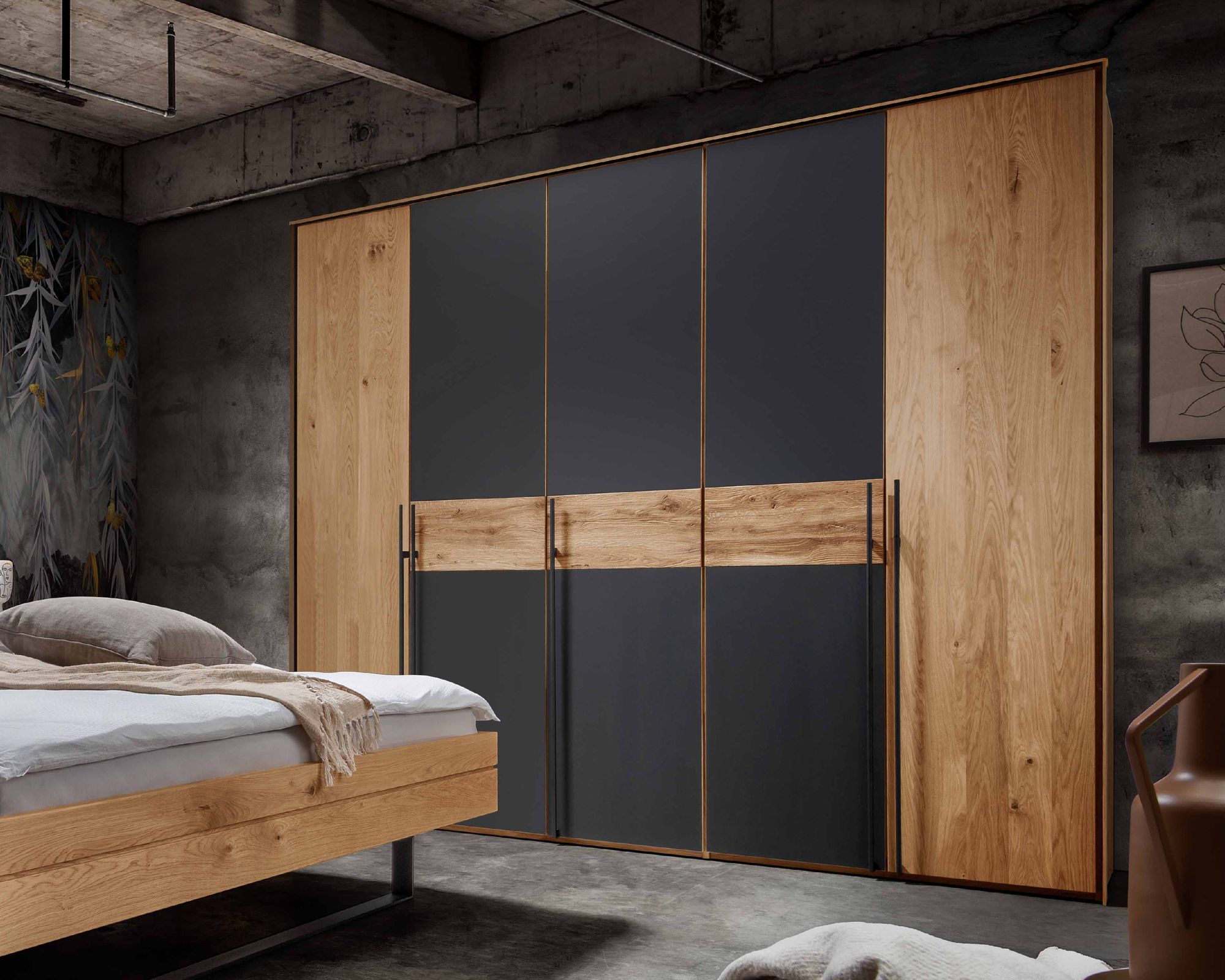 Forestales »Boston« Massivholz Kleiderschrank Wildeiche / 5-türig / 60er Raster