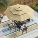 7-piece Patio Dining Set, 6 Rattan Chairs with Cushion and 1 Metal Table with Umbrella Hole