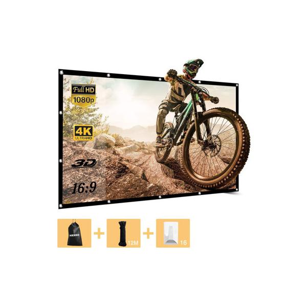 nierbo-72inch-projector-screen-indoor-outdoor-portable-cinema-screen-16:9-hd-anti-wrinkle-support-double-sided-projection-adhesive-hooks-12m-ropes-|-wayfair/
