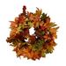 Primrue 24" Autumn Maple Wreath Leaves Silk in Orange/Red | 24 H x 24 W x 5 D in | Wayfair B93445EFC0014ED69C548D72D2B8167E
