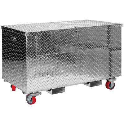 Vestil 24" x 48" Portable Aluminum Tread Plate Toolbox with Fold-Down Door and Fork Pockets APTS-2448-CF-FD