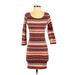 Forever 21 Casual Dress - Sweater Dress: Orange Fair Isle Dresses - Women's Size Small