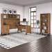 Somerset 72W Sit to Stand L-Desk with Hutch and Bookcase in Ash Gray