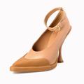 Burberry Shoes | Burberry Women's "Evan" Brown Leather Ankle Strap High Heels Pump Shoes | Color: Tan | Size: Various