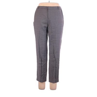 DKNY Wool Pants - High Rise Straight Leg Trouser: Gray Bottoms - Women's Size 14 Petite