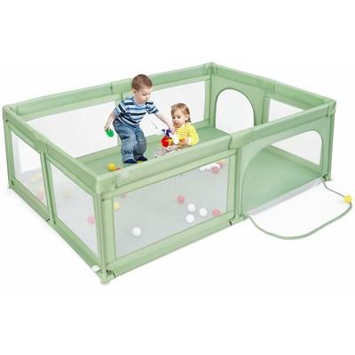 Costway - Baby Laufstall mit 50 Baellen & 2 Türen, Laufgitter mit atmungsaktivem Netz und