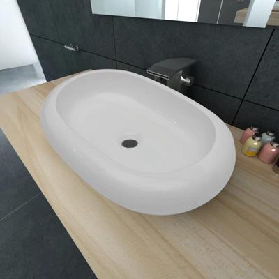 Bonnevie - Keramik Waschtisch Waschbecken,Handwaschbecken Oval Weiß 63 x 42 cm vidaXL