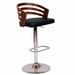 Open Wooden Back Faux Leather Barstool with Pedestal Base