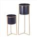 Metal Round Planter with Y Shape Base - Set of 2 - 28 H x 9.5 W x 9.5 L Inches