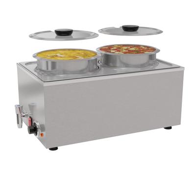 8 Qt. Stainless Steel Countertop Food Warmer with Faucet, Soup Station and Buffet Table with Two Serving Sections