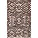 Ivory/ Brown Geometric Moroccan Wool Rug Hand-knotted Foyer Carpet - 2'7" x 4'0"