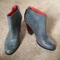 Coach Shoes | Coach Gray ‘Honey’ Laser Cut Boots Sz 8.5 | Color: Gray/Red | Size: 8.5