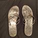 Coach Shoes | Double Strap Metallic Platinum Coach Thong Sandals | Color: Gray/Silver | Size: 10