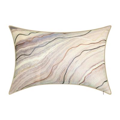Edie@Home Corded Marble Lumbar Decorative Pillow Dec Pillow by Edie@Home in Beige Khaki