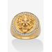 Men's Big & Tall Unisex Yellow Gold-Plated Round Cubic Zirconia Lion Head Ring (3/8 Cttw Tdw) by PalmBeach Jewelry in Gold (Size 12)