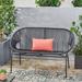 George Oliver Acapulco Love Seat (Grey) Wicker/Rattan/Metal in Black | 35.5 H x 57 W x 31 D in | Outdoor Furniture | Wayfair