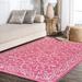 Gray 91 x 63 x 0.19 in Area Rug - Bloomsbury Market Halpert Vintage Filigree Textured Weave Indoor/Outdoor Pink | 91 H x 63 W x 0.19 D in | Wayfair