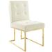 Everly Quinn Privy Gold Stainless Steel Upholstered Fabric Dining Accent Chair Wood in White | 35.5 H x 19 W x 25.5 D in | Wayfair