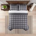 Serta Simply Clean Alex Buffalo Check Plaid Antimicrobial 7-Piece Complete Bedding Set w/ Sheets /Polyfill/Microfiber in Gray | Wayfair 13513000530