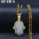 Collier main de fatma en acier inoxydable pour femmes cristal blanc pendentif Hamsa bijoux N8046