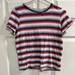 American Eagle Outfitters Tops | American Eagle Women’s Striped Short Sleeve Top - Size Medium - Euc | Color: Blue/Red | Size: M