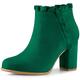 Perphy Women's Ruffle Block High Heels Ankle Boots Emerald Green 5 UK/Label Size 7 US