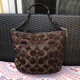 Coach Bags | Coach Handbag Soho Signature Jacquard 12676 Dark Brown Canvas Leather Hobo Bag | Color: Brown | Size: Os