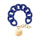 ICE - Jewellery - Chain bracelet - Lazuli blue - Gold - Kettenarmband mit blaufarbenen XL-Maschen für Frauen, geschlossen mit einer goldenen Medaille (020921)