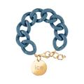ICE - Jewellery - Chain bracelet - Blue horizon - Gold - Kettenarmband mit blaufarbenen XL-Maschen für Frauen, geschlossen mit einer goldenen Medaille (020919)