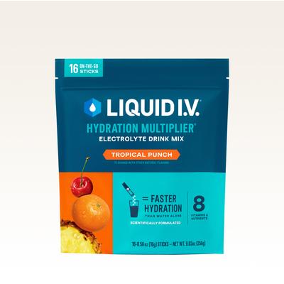 Liquid I.V. Tropical Punch Powdered Hydration Multiplier® (16 pack) - Powdered Electrolyte Drink Mix Packets