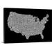 Ebern Designs Francy 'United States Cities Map' by Abarca Textual Art Canvas in Gray/White | 20 H x 30 W x 1.5 D in | Wayfair