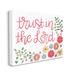 Stupell Industries Trust the Lord Religious Calligraphy Cute Florals by Stephanie Dicks - Textual Art Canvas in Green/Red/Yellow | Wayfair