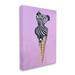 Stupell Industries Striped Zebra Ice Cream Cone Purple Background by Coco de Paris - Painting Canvas in Black/Pink/White | Wayfair al-411_cn_16x20