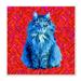 Stupell Industries Modern Pop Design Bold Red Blue Longhair Cat by Lynnda Rakos - Graphic Art Wood in Brown | 12 H x 12 W x 1.5 D in | Wayfair