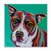 Stupell Industries Cute Dog Looking Portrait Bold Green Pop Style Background by Carolee Vitaletti - Painting in Brown | Wayfair al-024_wd_12x12