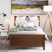 Harriet Bee Twin Size Wood Platform Bed w/ Headboard, Footboard & Wood Slat Support, Walnut Wood in Brown | 36.75 H x 43 W x 79.75 D in | Wayfair
