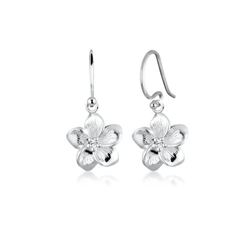 Ohrringe Frangipani Blüten Kristalle 925 Silber Elli Weiß