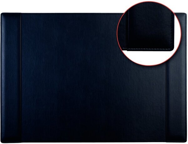 Schreibunterlage, Kunstleder, schwarz, 63 x 42 cm, 2 seitliche Laschen, Rückseite aus schwarzem Velourfutter Image