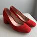 J. Crew Shoes | J. Crew Celia Block Heel Pump In Suede - Bright Cherise Red (9.5) | Color: Red | Size: 9.5