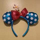 Disney Accessories | Disney Parks Mickey Mouse Ears Blue With White Polkadots Pink Bow And Daisy | Color: Blue/White | Size: Os