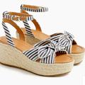 J. Crew Shoes | J Crew Size 9 Canvas Bow Flatform Espadrilles | Color: Blue/White | Size: 9