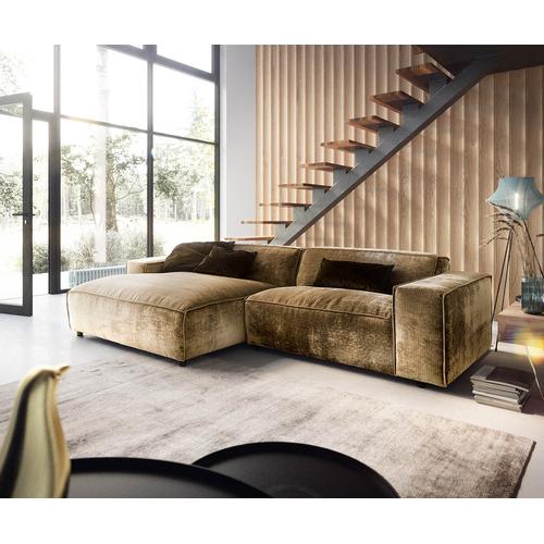 DELIFE Ecksofa Tenso 280x165 cm Chenille Gold Recamiere links, Ecksofas