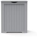 Storage Hamper Clothes Wooden Chest With Lid Laundry Basket Bathroom Bin (Grey)