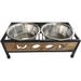 Indipets Woof Bowl/Dish Wood (durable & stylish)/Metal/Stainless Steel (easy to clean) in Black/Brown/Gray | 5 H x 19 W x 10 D in | Wayfair 90117