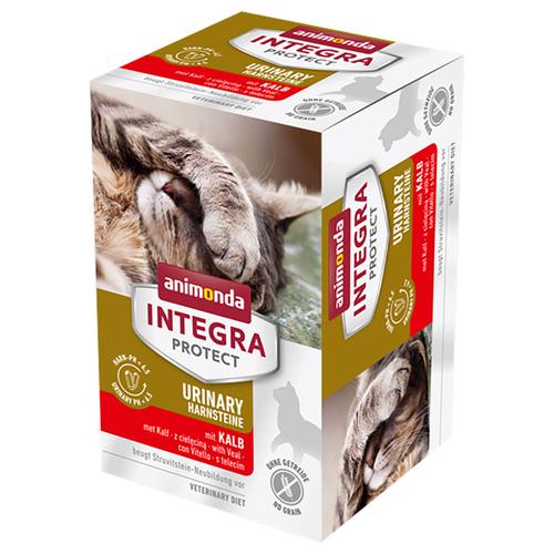 6x 100g Integra Protect Adult Urinary Struvitstein Schale mit Kalb animonda Katzenfutter nass