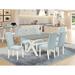 East West Furniture Kitchen Table & Chairs Set- a Dining Table and Baby Blue Linen Fabric Chairs, Off-White(Pieces Options)