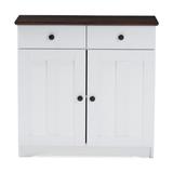 Lauren Two-Tone Buffet Kitchen Cabinet With Two Doors And Two Drawers Furniture by Baxton Studio in White