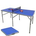 SHIOUCY Folding Table Tennis Table, 152 x 76 x 76 cm, Indoor Table Tennis Table with Net, 2 Bats, Ball Holder and 3 Balls, Multicolor