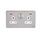 Schneider Electric Ultimate Screwless Flat Plate - Switched Double Power Socket with USB Charging Ports, 13A, GGBGU3424DWSS, Stainless Steel with White Insert